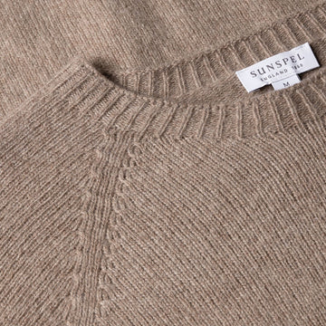 Sunspel Lambswool Crew Neck Sandstone - Parasol Store
