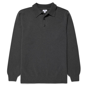 Sunspel Lambswool Polo Drill Green - Parasol Store