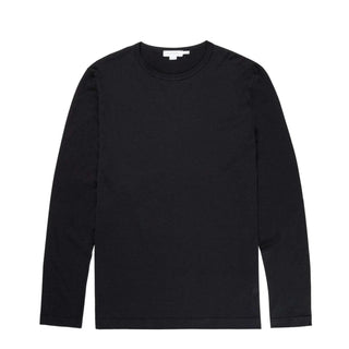 Sunspel Long Sleeve Crew Neck T-Shirt Black - Parasol Store