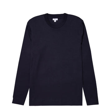 Sunspel Long Sleeve Heavyweight T-shirt Navy - Parasol Store