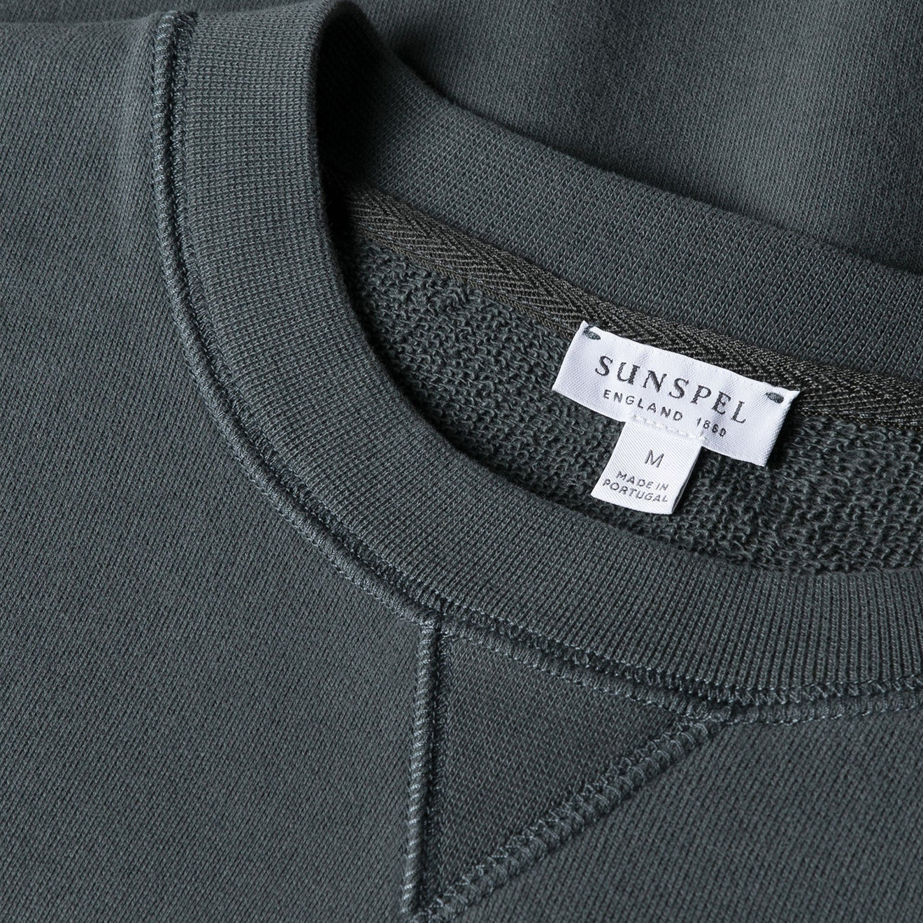 Sunspel Loopback Sweatshirt Drill Green - Parasol Store
