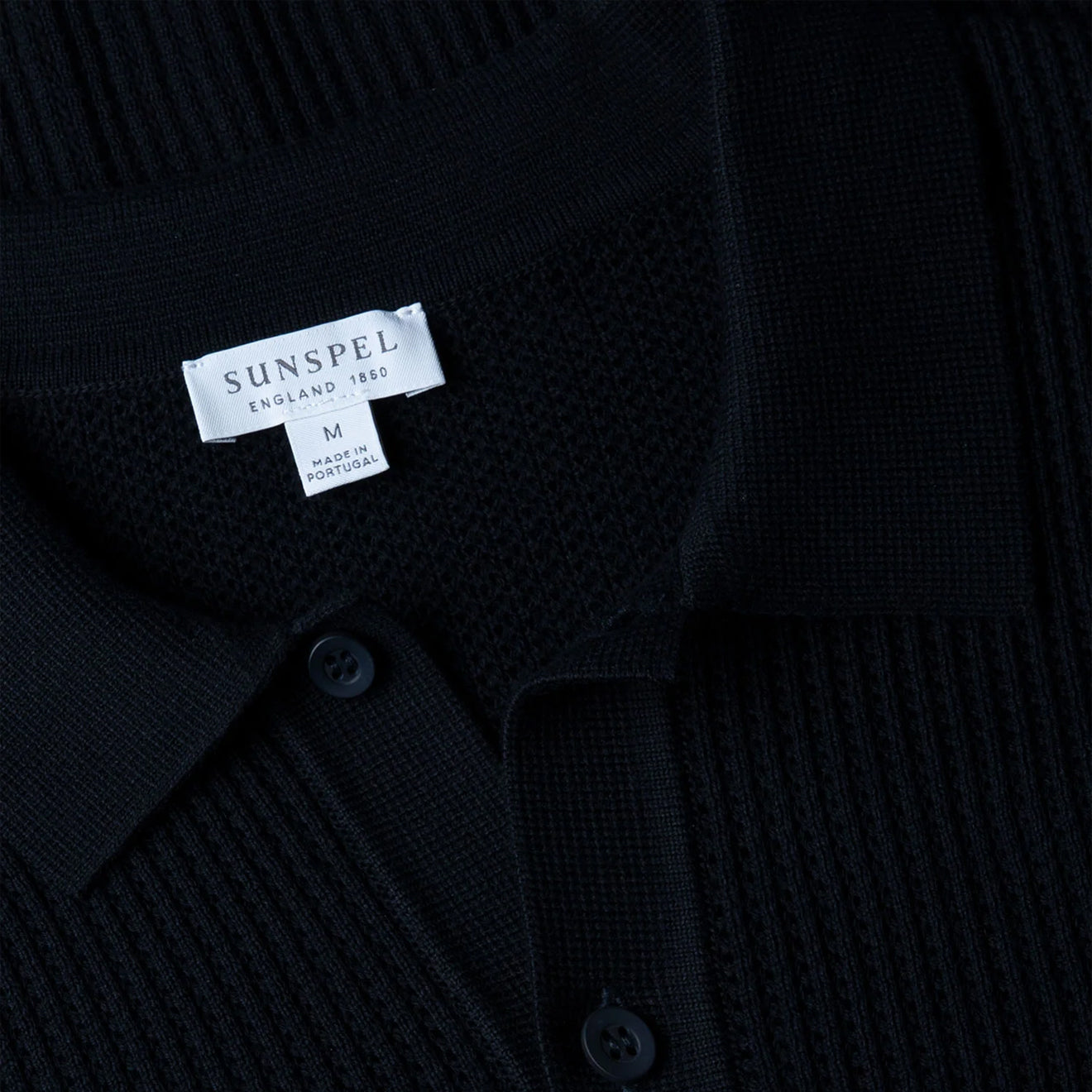 Sunspel Mesh Stitch S/S Polo Knitwear Navy - Parasol Store