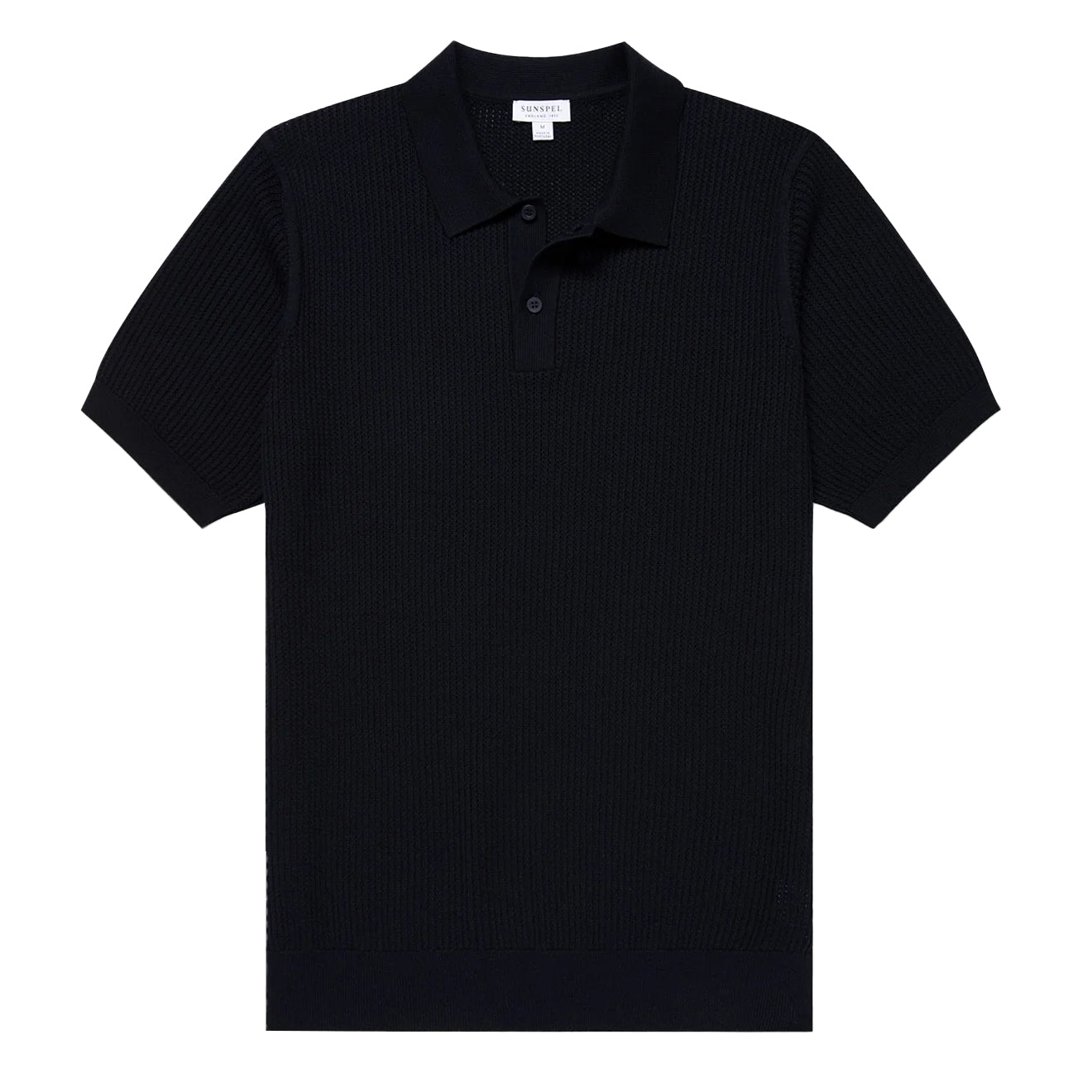 Sunspel Mesh Stitch S/S Polo Knitwear Navy - Parasol Store