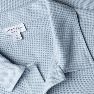 Sunspel Riviera Polo Shirt Blue Mist - Parasol Store