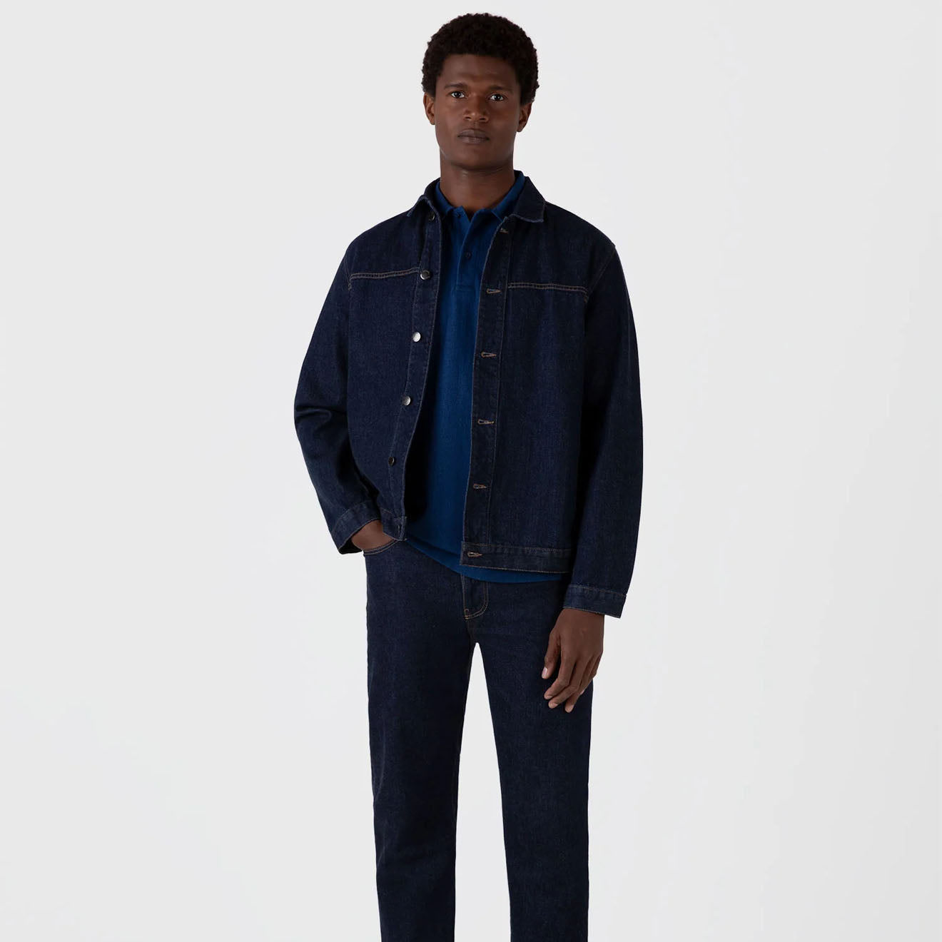 Sunspel Riviera Polo Shirt Real Indigo - Parasol Store