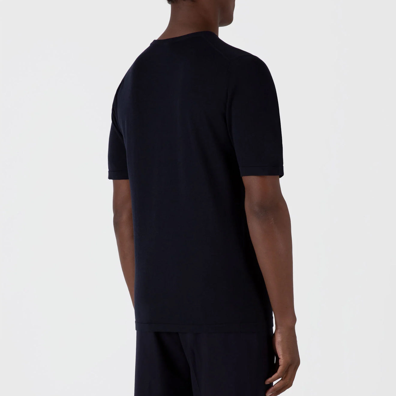 Sunspel Sea Island Crew S/S Knitwear Light Navy - Parasol Store