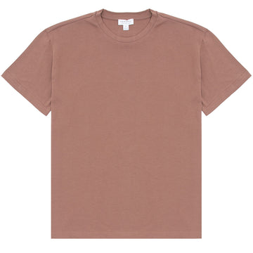 Sunspel Womens Boy Fit Crew Neck T-Shirt Dark Sand - Parasol Store