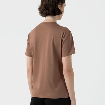 Sunspel Womens Boy Fit Crew Neck T-Shirt Dark Sand - Parasol Store