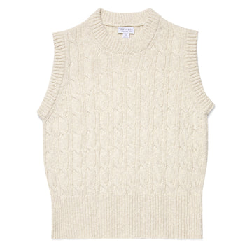 Sunspel Womens Cable Knit Vest Ecru - Parasol Store