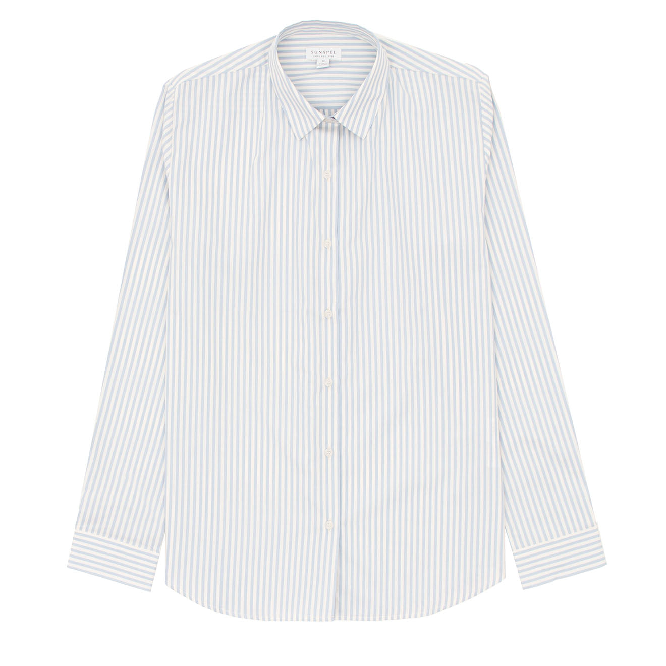 Sunspel Womens Classic Shirt Blue/Ecru Stripe - Parasol Store