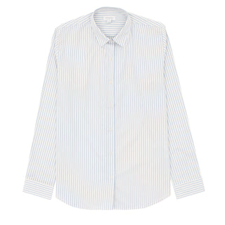 Sunspel Womens Classic Shirt Blue/Ecru Stripe - Parasol Store