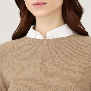 Sunspel Womens Lambswool Crew Mink