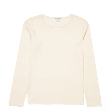 Sunspel Womens Rib L/S T-Shirt Ecru - Parasol Store