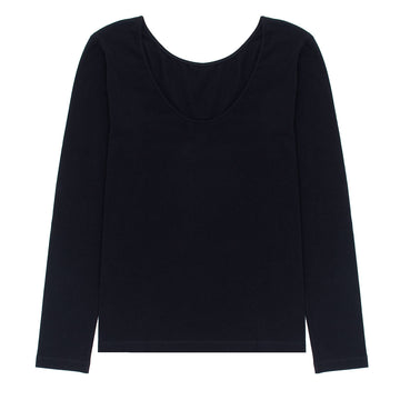 Sunspel Womens Scoop Back Top Black - Parasol Store