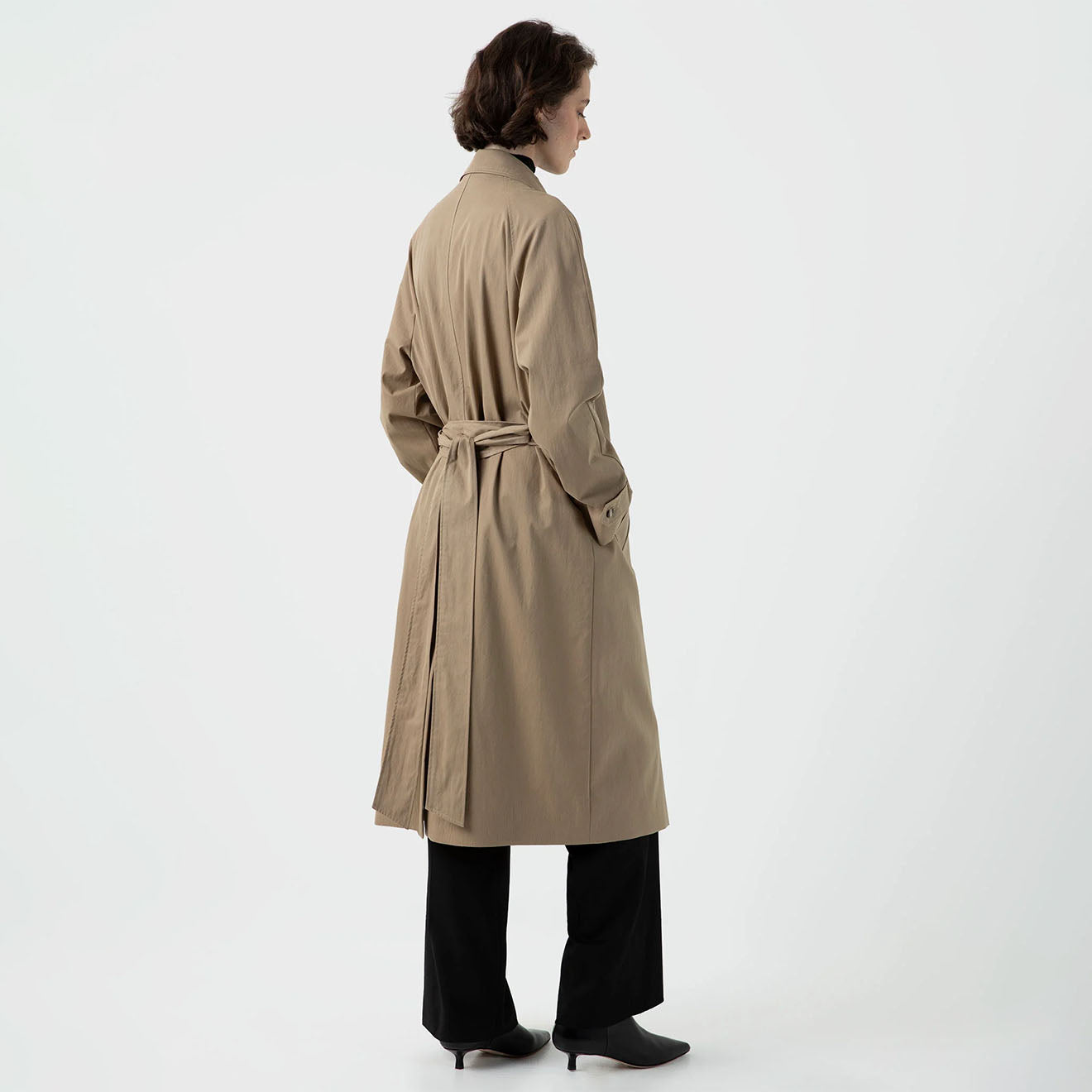 Sunspel Womens Trench Coat Dark Stone - Parasol Store
