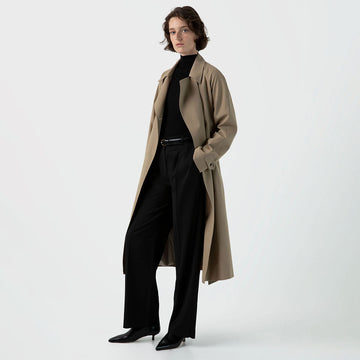 Sunspel Womens Trench Coat Dark Stone - Parasol Store