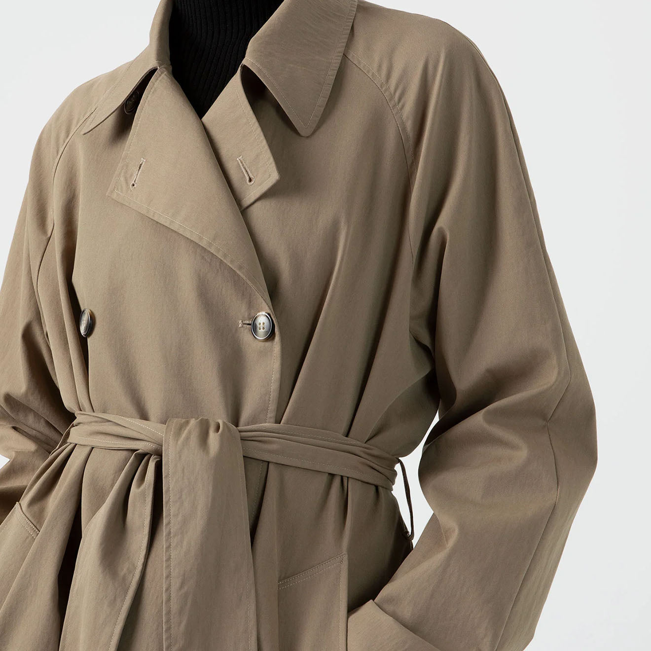 Sunspel Womens Trench Coat Dark Stone - Parasol Store