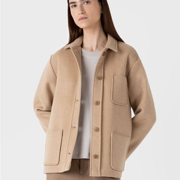 Sunspel Womens Twin Pocket Jacket Light Camel - Parasol Store