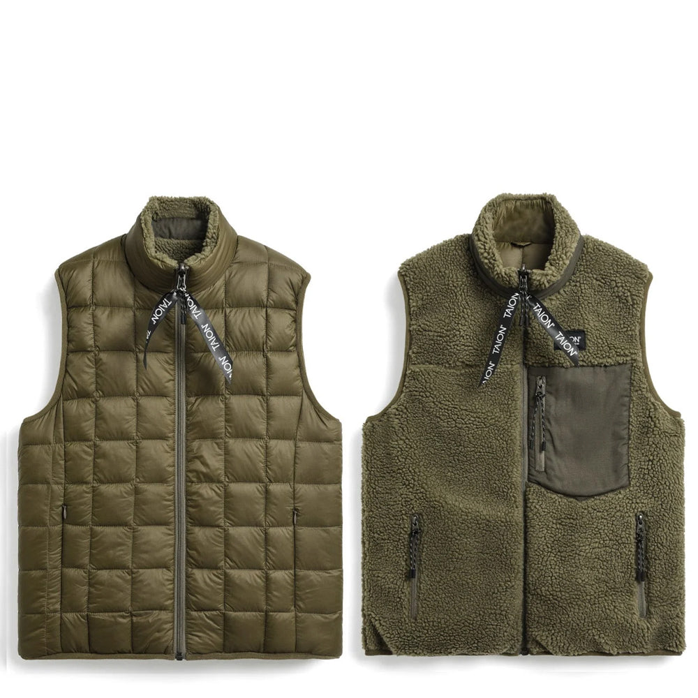 Taion Down Boa Reversible Vest Olive / Dark Olive Taion