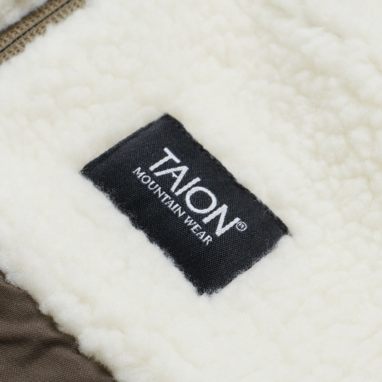 Taion Womens Down Boa Reversible Jacket Olive / Ivory Taion