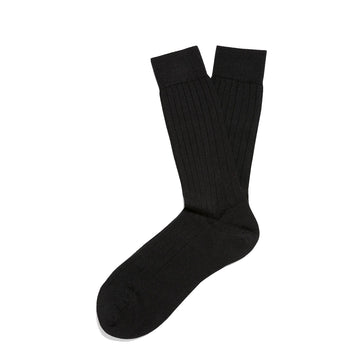 Sunspel Merino Wool Ribbed Socks Black - Parasol Store