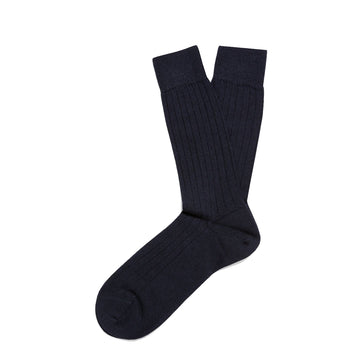 Sunspel Merino Wool Ribbed Socks Navy - Parasol Store
