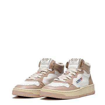 Autry Womens Medalist Mid Trainers White / Mushroom Autry