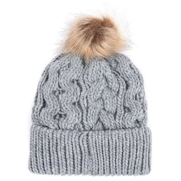Barbour Womens Penshaw Beanie Hat Grey Barbour