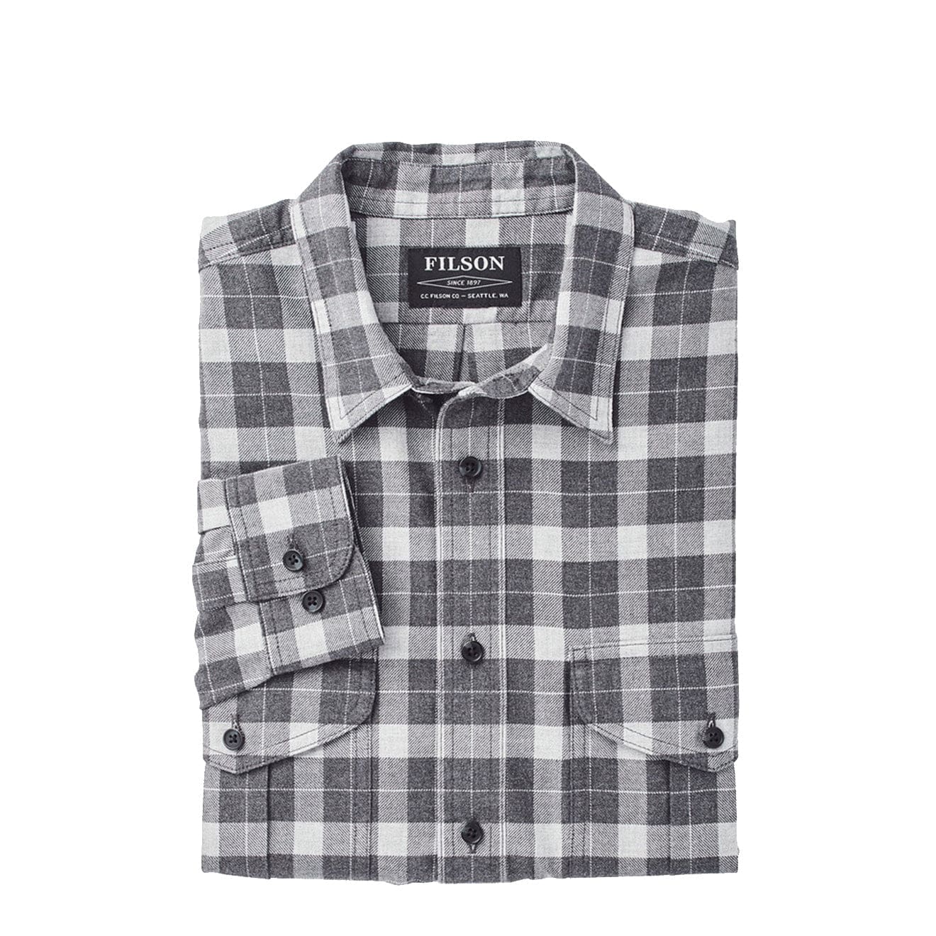 Filson Lightweight Alaskan Guide Shirt Heather Grey Plaid Filson