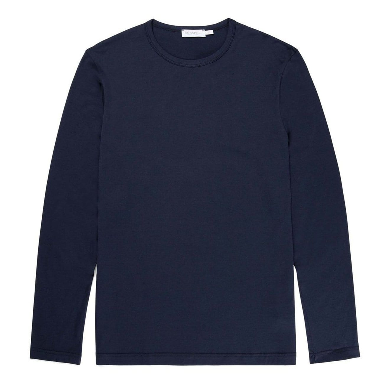 Sunspel Long Sleeve Crew Neck T-Shirt Navy Sunspel