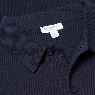 Sunspel Long Sleeved Riviera Polo Navy Sunspel