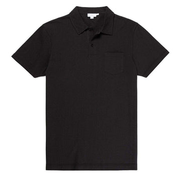 Sunspel Riviera S/S Polo Shirt Black Sunspel
