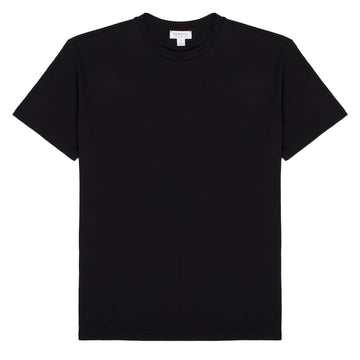 Sunspel Womens Boy Fit Crew Neck T-Shirt Black Sunspel