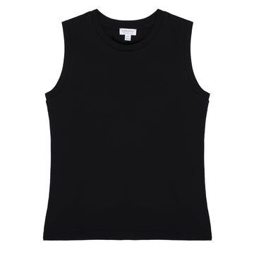 Sunspel Womens Boy Fit Tank T-Shirt Black Sunspel