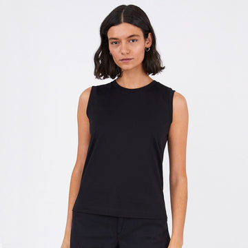 Sunspel Womens Boy Fit Tank T-Shirt Black Sunspel