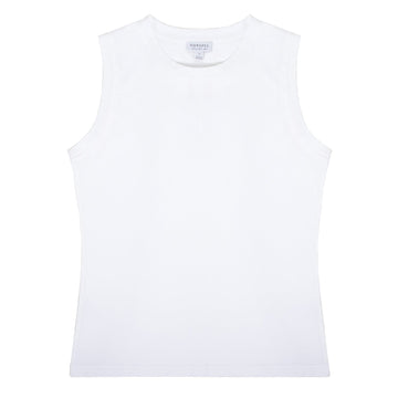 Sunspel Womens Boy Fit Tank T-Shirt White Sunspel