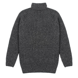 Sunspel Womens Chunky Roll Neck Jumper Black / Grey Twist Sunspel