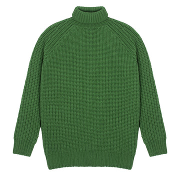 Sunspel Womens Chunky Roll Neck Jumper Bright Green Sunspel