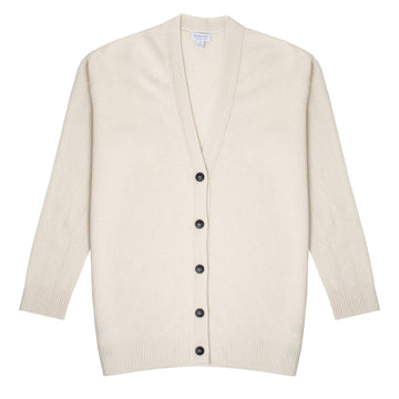 Sunspel Womens Lambswool Cardigan Ecru Sunspel