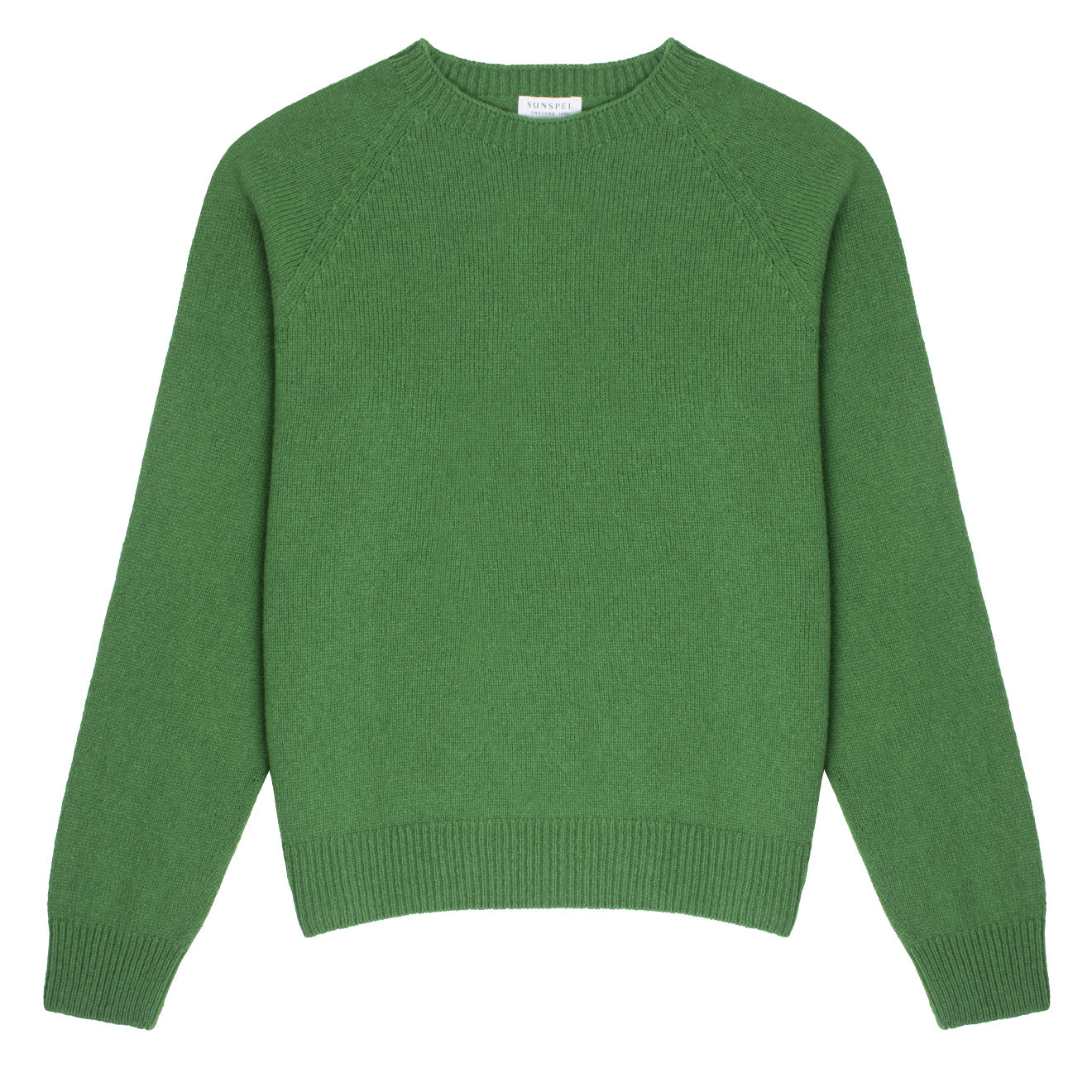 Sunspel Womens Lambswool Crew Neck Jumper Bright Green Sunspel