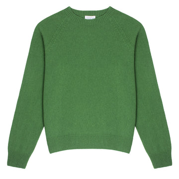 Sunspel Womens Lambswool Crew Neck Jumper Bright Green Sunspel