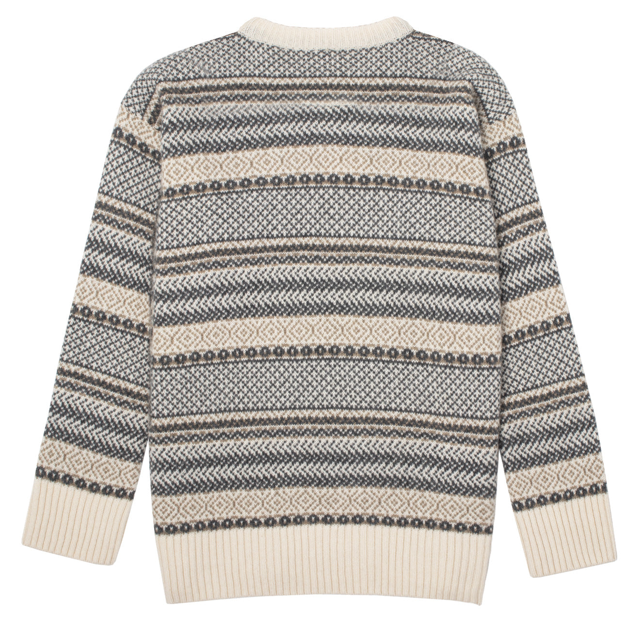 Sunspel Womens Lambswool Fairisle Jumper Ecru / Camel / Charcoal Fairisle Sunspel