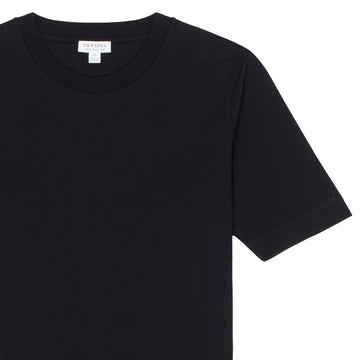 Sunspel Womens Mid Sleeve T-Shirt Black Sunspel