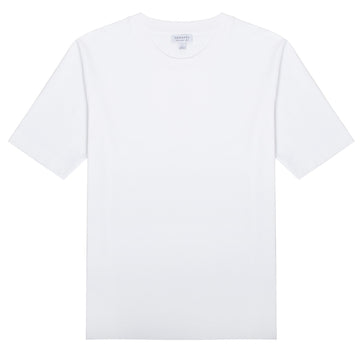 Sunspel Womens Mid Sleeve T-Shirt White Sunspel