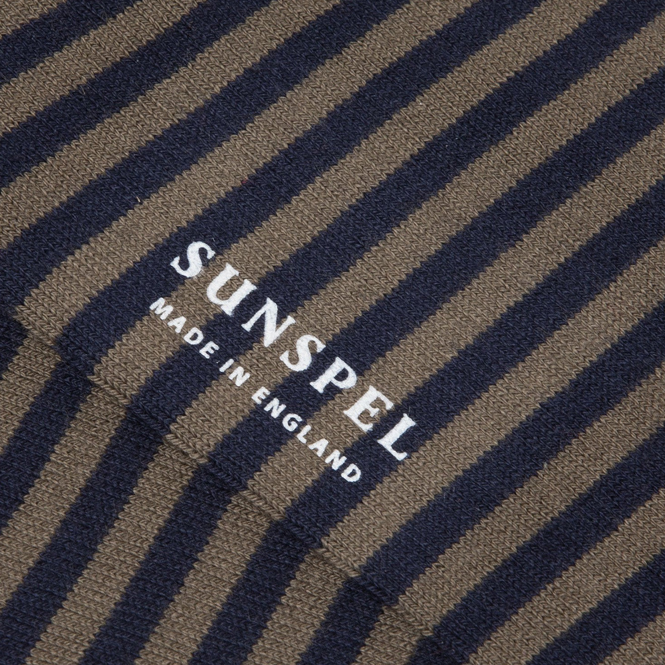 Sunspel Long Staple Cotton Socks Navy / Dark Moss English Stripe Sunspel