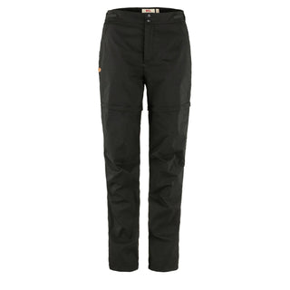 Fjallraven Womens Abisko Hike Zip-Off Trousers Reg Leg Black - Parasol Store