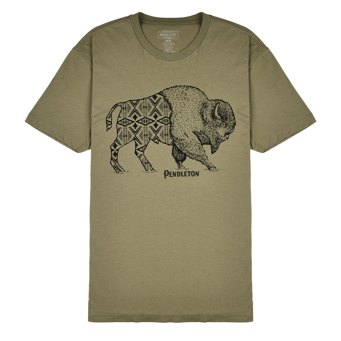Pendleton Jacquard Bison Graphic Tee Light Olive / Black โ Parasol Store