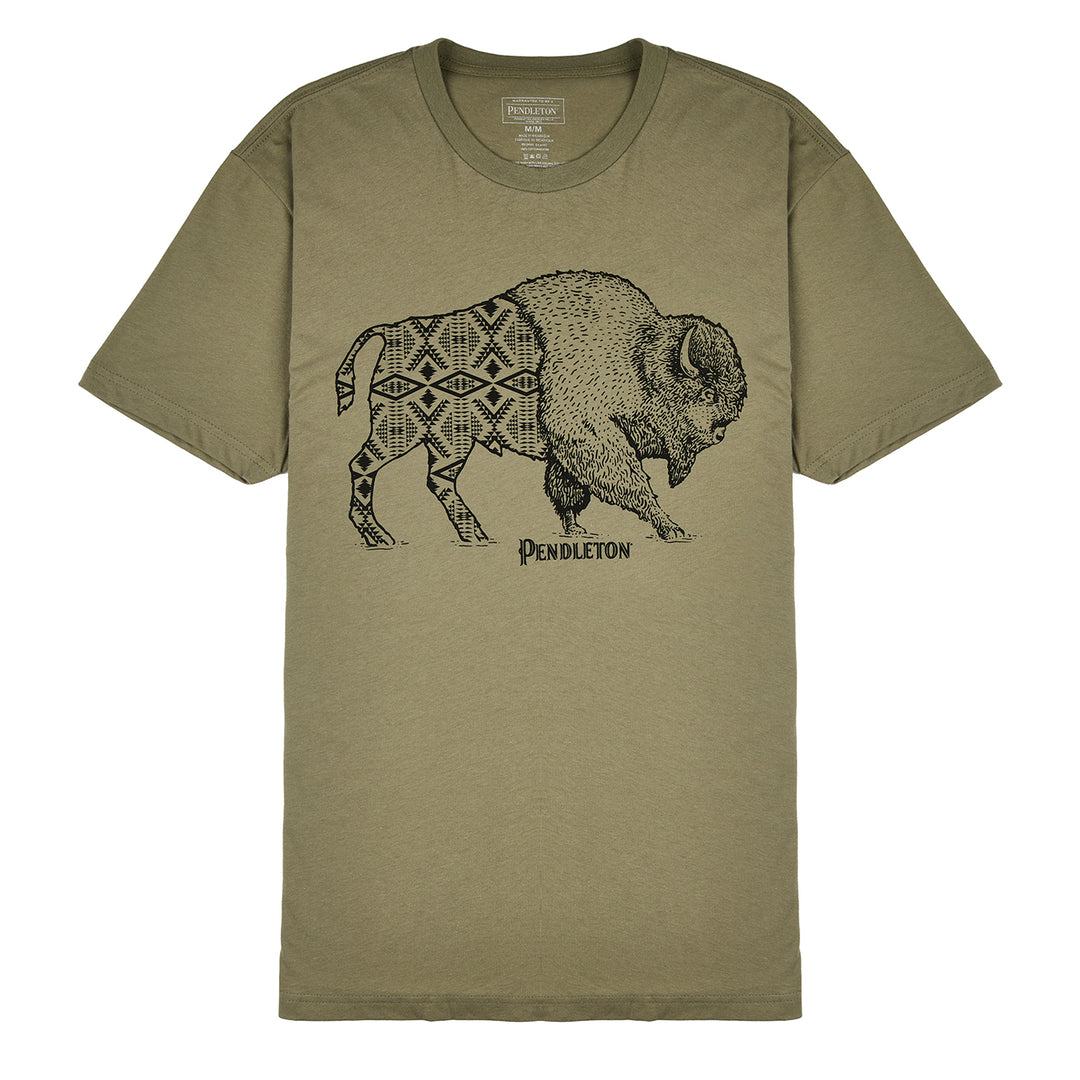 Pendleton Jacquard Bison Graphic Tee Light Olive / Black Pendleton