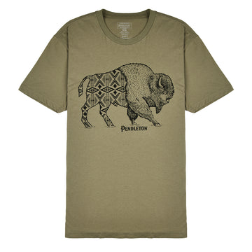 Pendleton Jacquard Bison Graphic Tee Light Olive / Black Pendleton