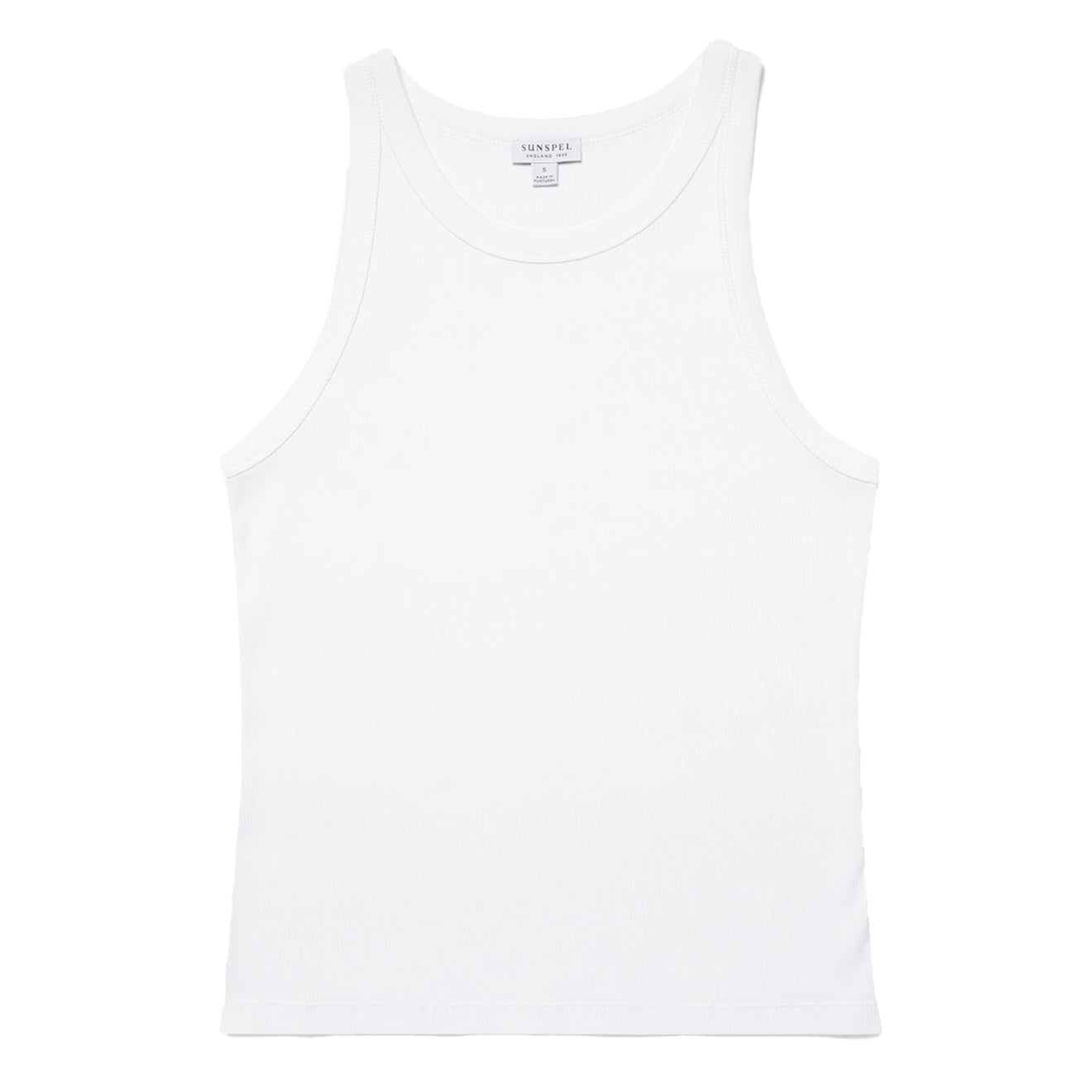 Sunspel Womens Ribbed Tank Top White - Parasol Store